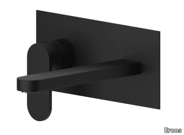 VERSILIA BLACK - Wall-mounted washbasin mixer with plate _ Ercos