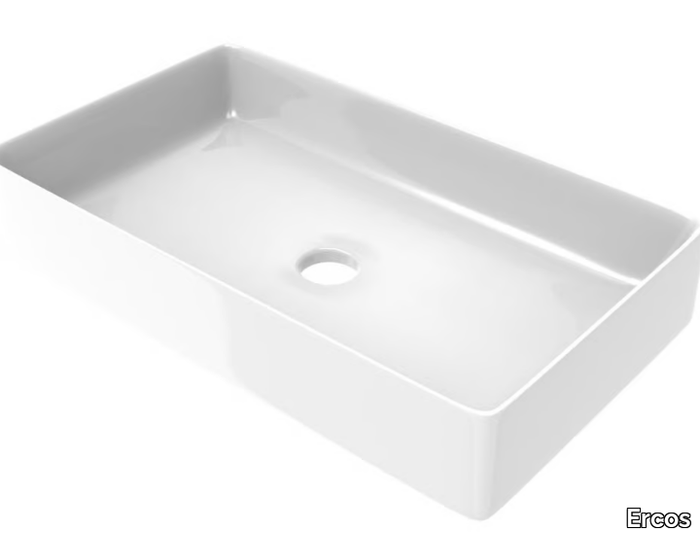 MUSA - Countertop rectangular ceramic washbasin _ Ercos