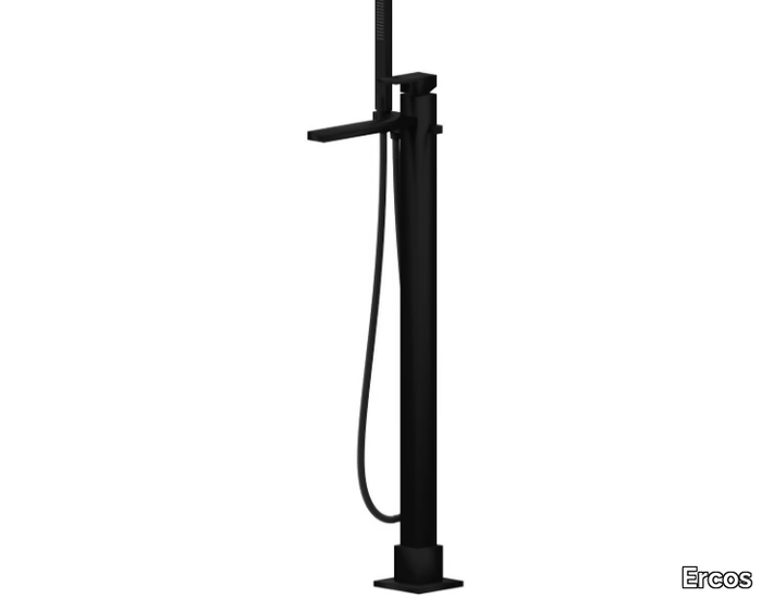 ITALIA R BLACK - Floor standing bathtub mixer with hand shower _ Ercos