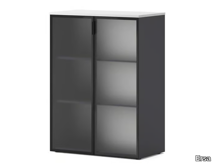 ARCADIAN - Tall glass office storage unit with hinged doors _ Ersa