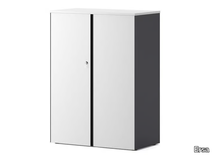 ARCADIAN - Tall melamine office storage unit with hinged doors with lock _ Ersa