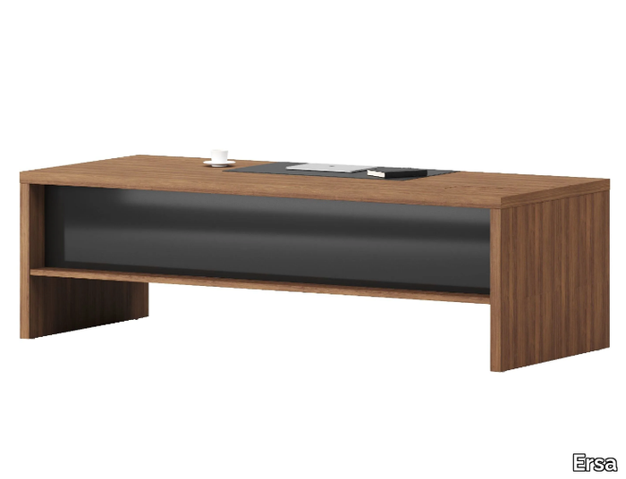 CLEA - Rectangular wood veneer executive desk with cable management _ Ersa