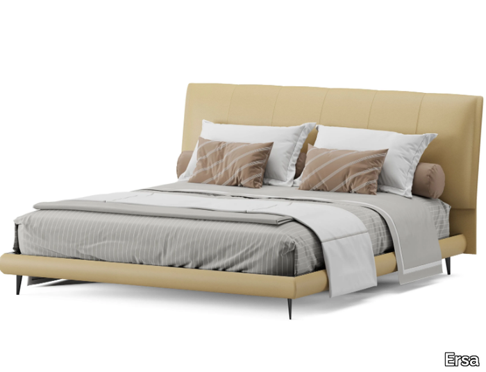 CREDO - Upholstered leather double bed _ Ersa