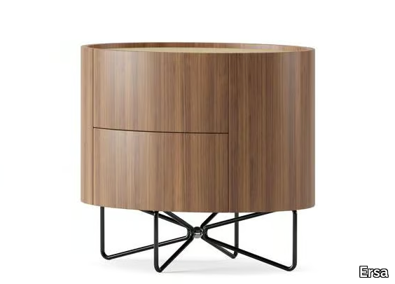 GOYA - Oval wooden bedside table with drawers _ Ersa