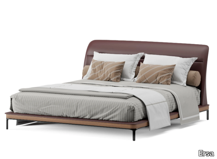 LUCID - Upholstered leather double bed _ Ersa