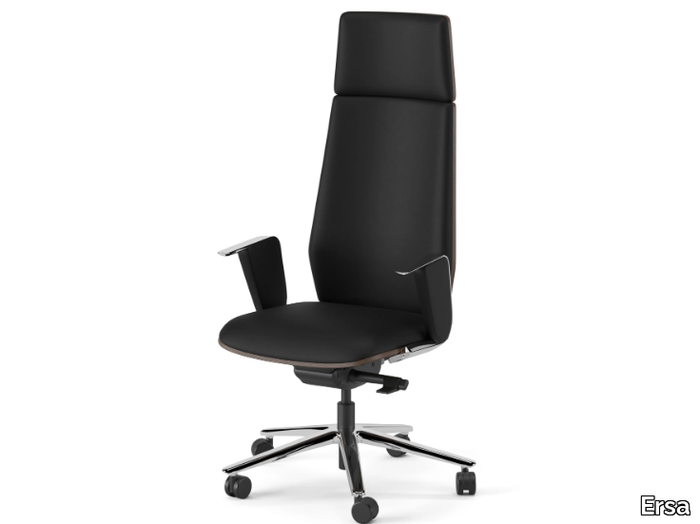TALIA - Swivel leather office chair with armrests with 5-Spoke base _ Ersa