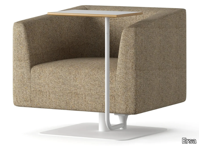 THIN - Fabric easy chair with armrests with integrated magazine rack _ Ersa