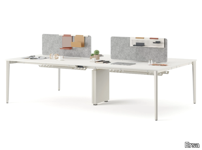 TUANA - Rectangular multiple wooden office desk with sound absorbing screens _ Ersa