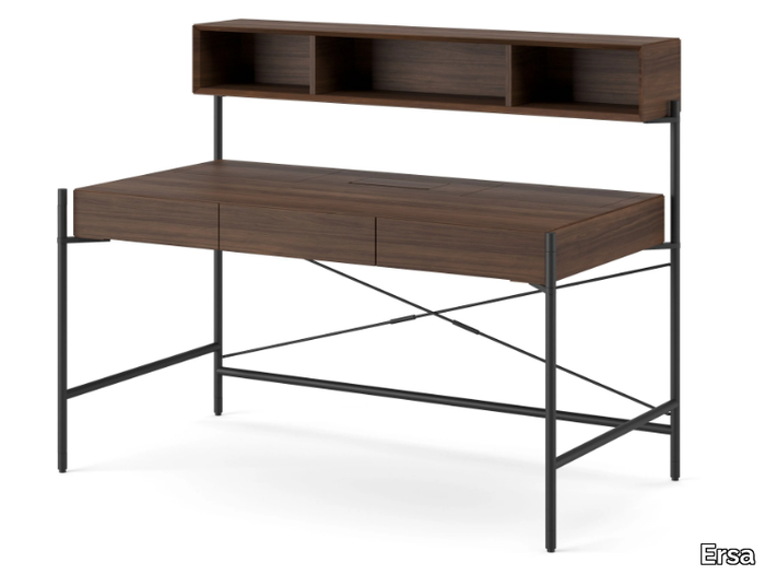 TUBE - Rectangular wooden writing desk with drawers with bookcase _ Ersa