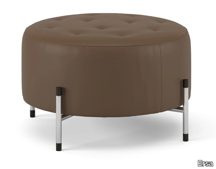 TUBE - Round leather pouf _ Ersa