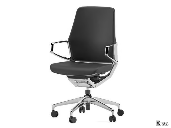 TYCOON - Swivel leather office chair with castors _ Ersa