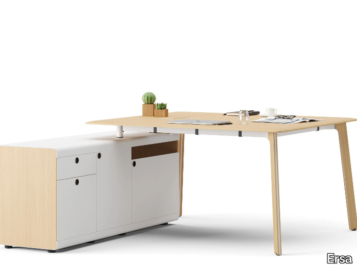 MAGRO - Rectangular wooden executive desk with drawers _ Ersa