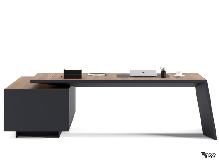 MARMORE - Executive desk with laminate top, aluminium body and drawers _ Ersa