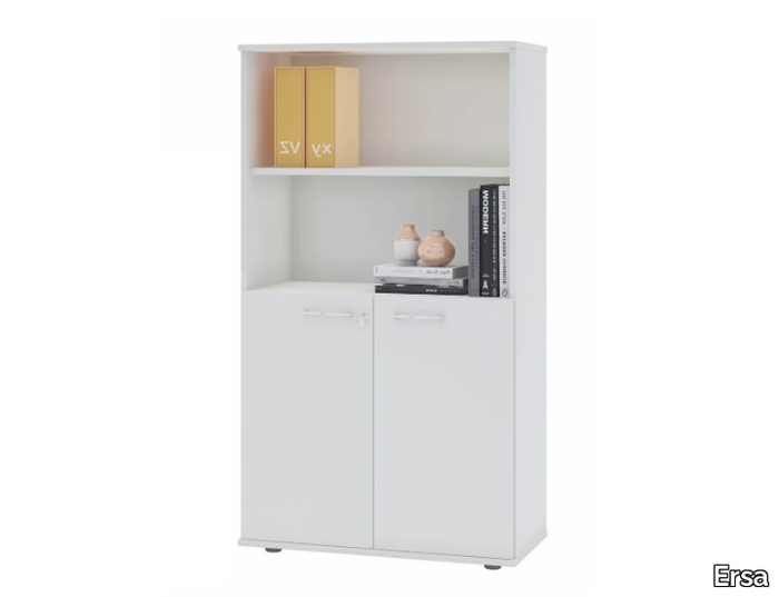 SCALA - Tall melamine office storage unit with hinged doors with lock _ Ersa