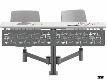 TETRIS - Modular laminate bench desk with integrated chairs _ Ersa