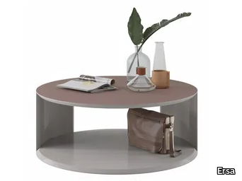 EPIC - Round low leather coffee table _ Ersa