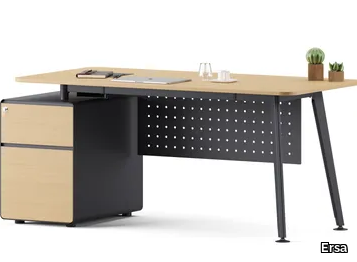 FLORES - Rectangular wooden workstation desk with drawers _ Ersa