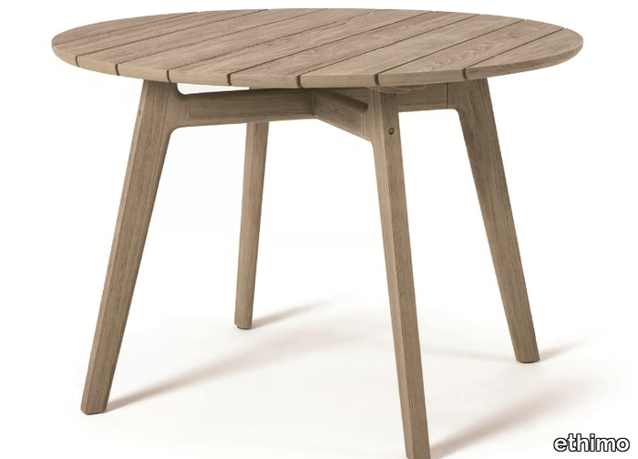 KNIT - Round teak garden table _ Ethimo