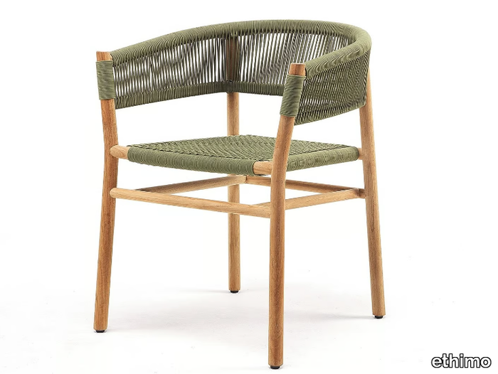 KILT - Stackable rope and teak garden chair _ Ethimo