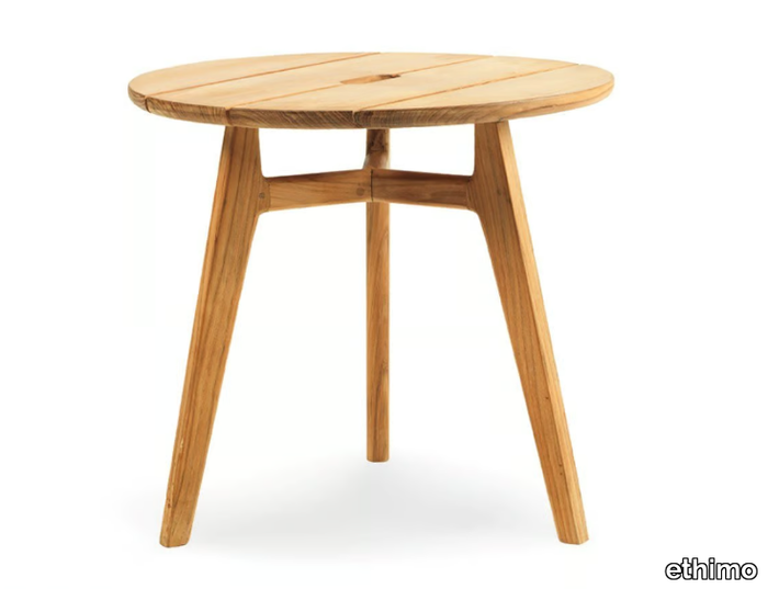 KNIT - Round teak garden side table _ Ethimo