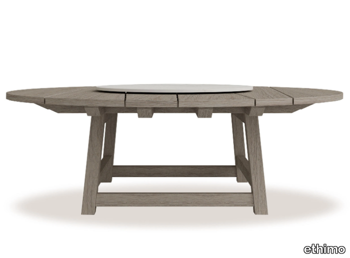 RAFAEL - Round teak table with Lazy Susan _ Ethimo