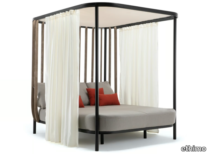 SWING - Canopy teak garden bed with stainless steel structure _ Ethimo