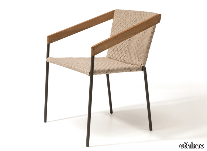 ALLAPERTO BISTRÒ - Stackable rope garden chair with armrests _ Ethimo