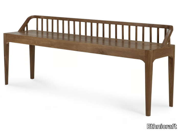 RECLAIMED TEAK SPINDLE - Teak bench with back _ Ethnicraft