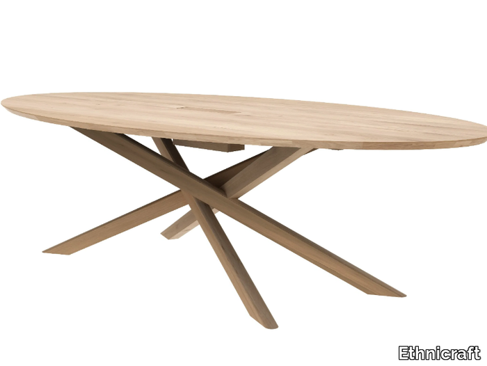 OAK MIKADO - Oval oak meeting table with cable management _ Ethnicraft