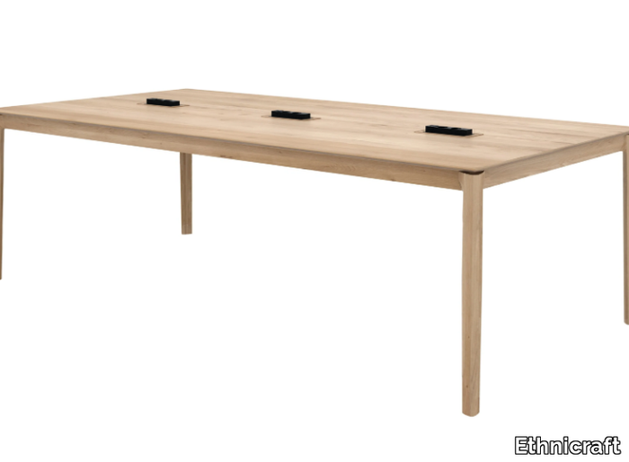 BOK - Rectangular oak meeting table with electrical outlets _ Ethnicraft