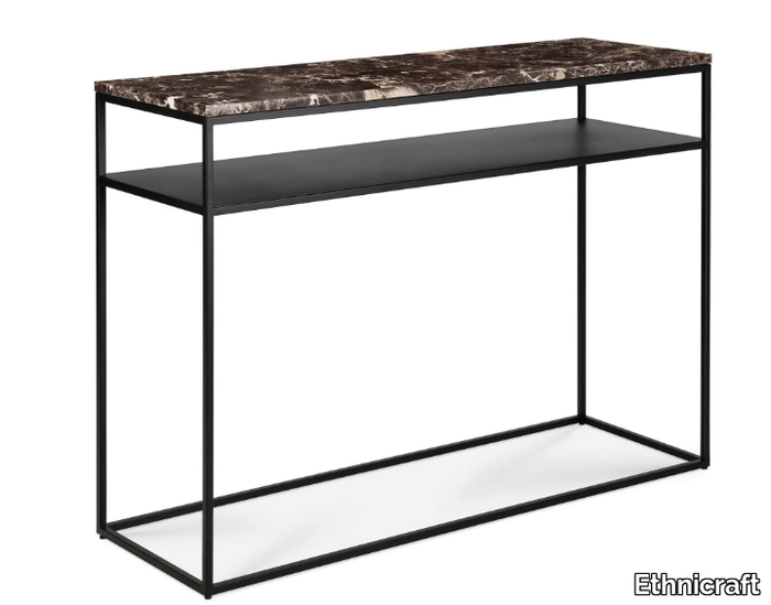 STONE - Contemporary style rectangular marble console table with shelving _ Ethnicraft