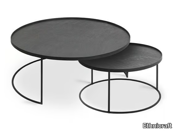 ROUND TRAY TABLE SET - Round wooden coffee table for living room _ Ethnicraft