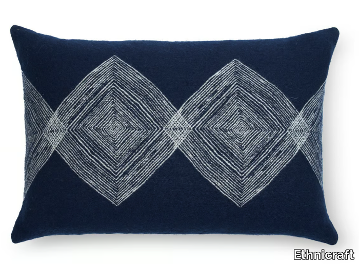 NAVY LINEAR DIAMONDS - Rectangular fabric sofa cushion _ Ethnicraft