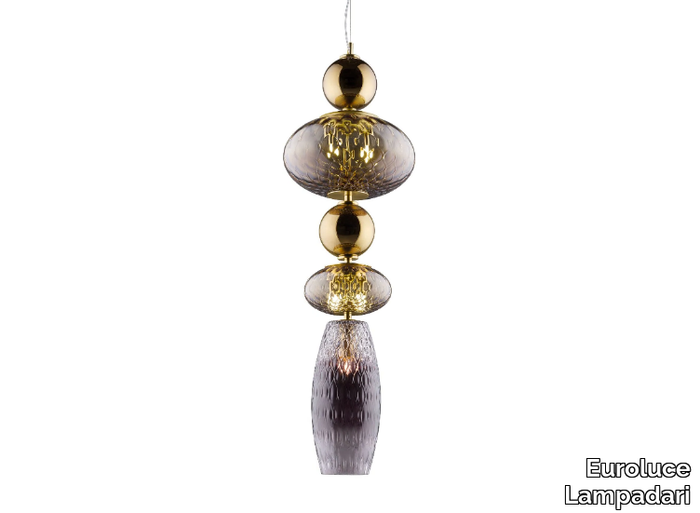 HARMONY BIG FUMÈ BROWN - LED Borosilicate glass pendant lamp _ Euroluce Lampadari