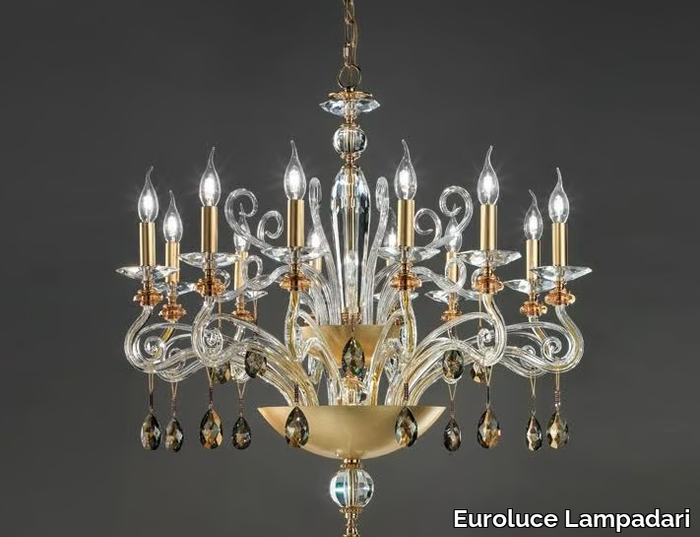 VENERE L12 CHIC - Gold leaf chandelier with Swarovski® Crystals _ Euroluce Lampadari