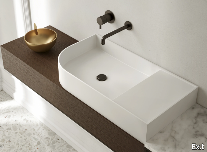 NOUVEAU - Rectangular Livingtec® washbasin with integrated countertop _ Ex.t