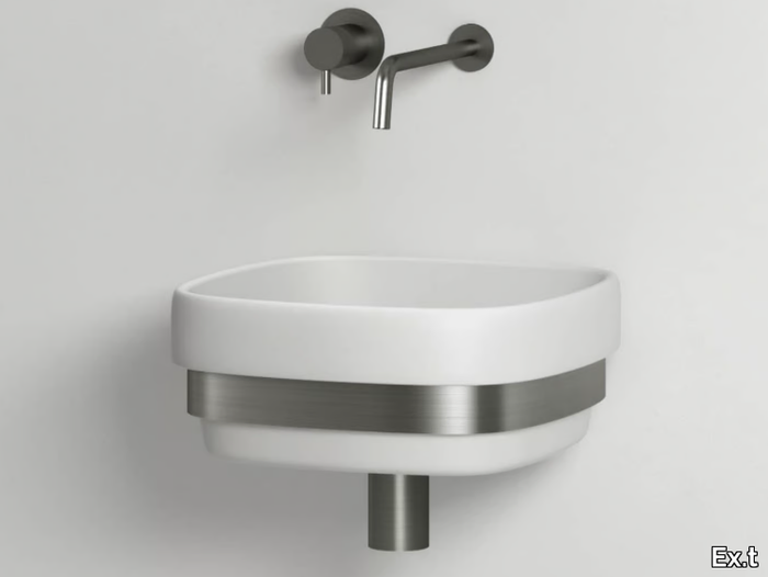 RIBBON - Wall-mounted square Livingtec® washbasin _ Ex.t