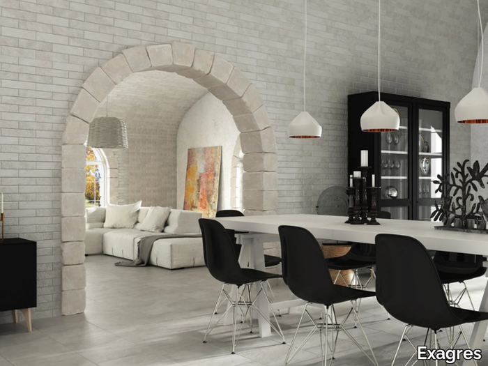 MANHATTAN WHITE - Porcelain stoneware wall/floor tiles with brick effect _ Exagres