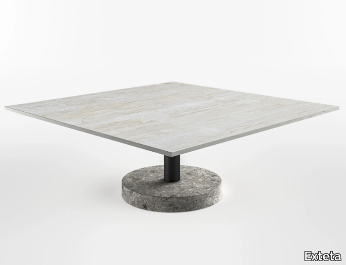 10TH BEAMS - Square marble table _ Exteta