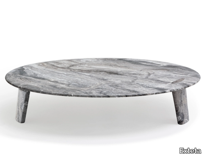 BISCUIT - Round low marble garden side table _ Exteta