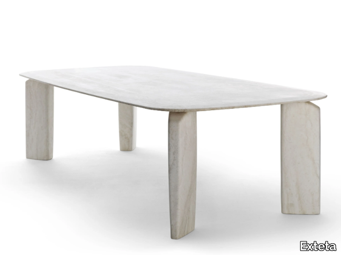 GIOTTO - Rectangular travertine garden table _ Exteta