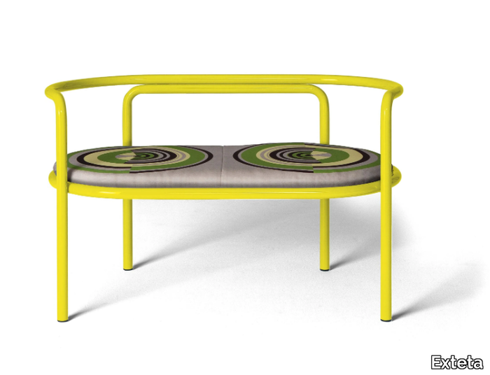 LOCUS SOLUS - Powder coated steel garden bench with back _ Exteta