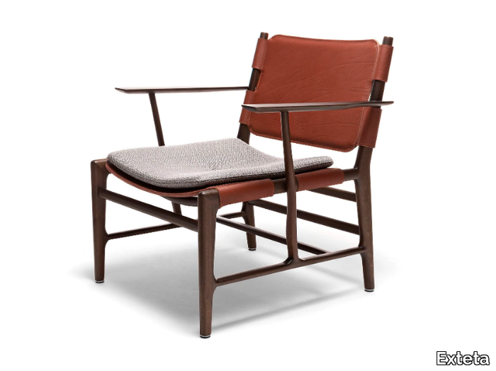 LEVANTE - Mahogany and leather garden easy chair _ Exteta