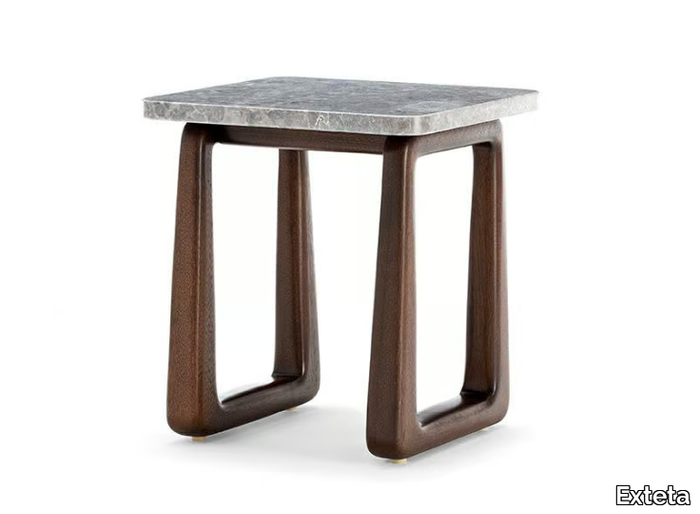 LPIDC07 - Low mahogany garden side table with marble top _ Exteta