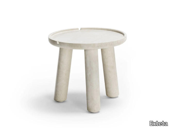 STONE ROUND - Round low Ostuni stone coffee table _ Exteta