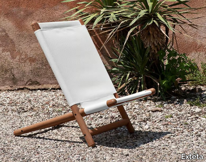 PARAGGI - Mahogany and fabric deck chair _ Exteta