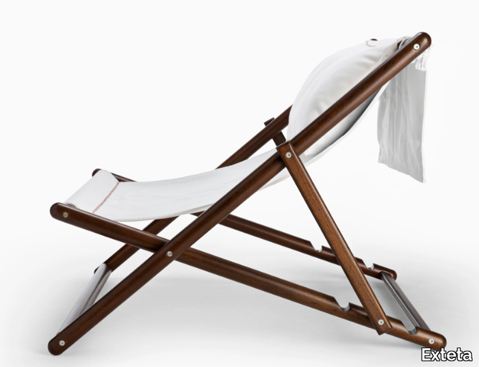 PARAGGI - Mahogany and fabric deck chair _ Exteta