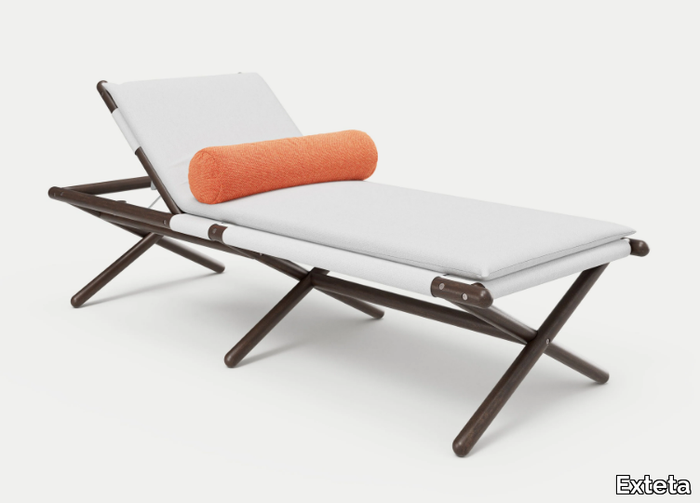 PARAGGI - Recliner mahogany and fabric sun lounger _ Exteta