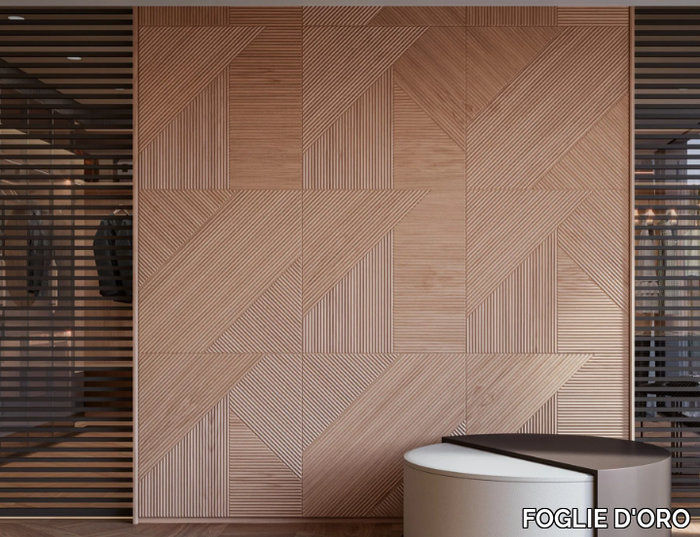 TRIBECA 3D - Modular indoor wooden 3D Wall Cladding _ FOGLIE D'ORO