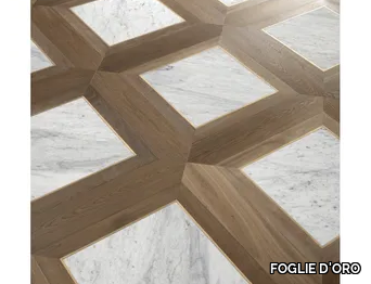 SPECIAL PANEL MATITA INSTALLATION 130 - Indoor wooden wall/floor tiles _ FOGLIE D'ORO